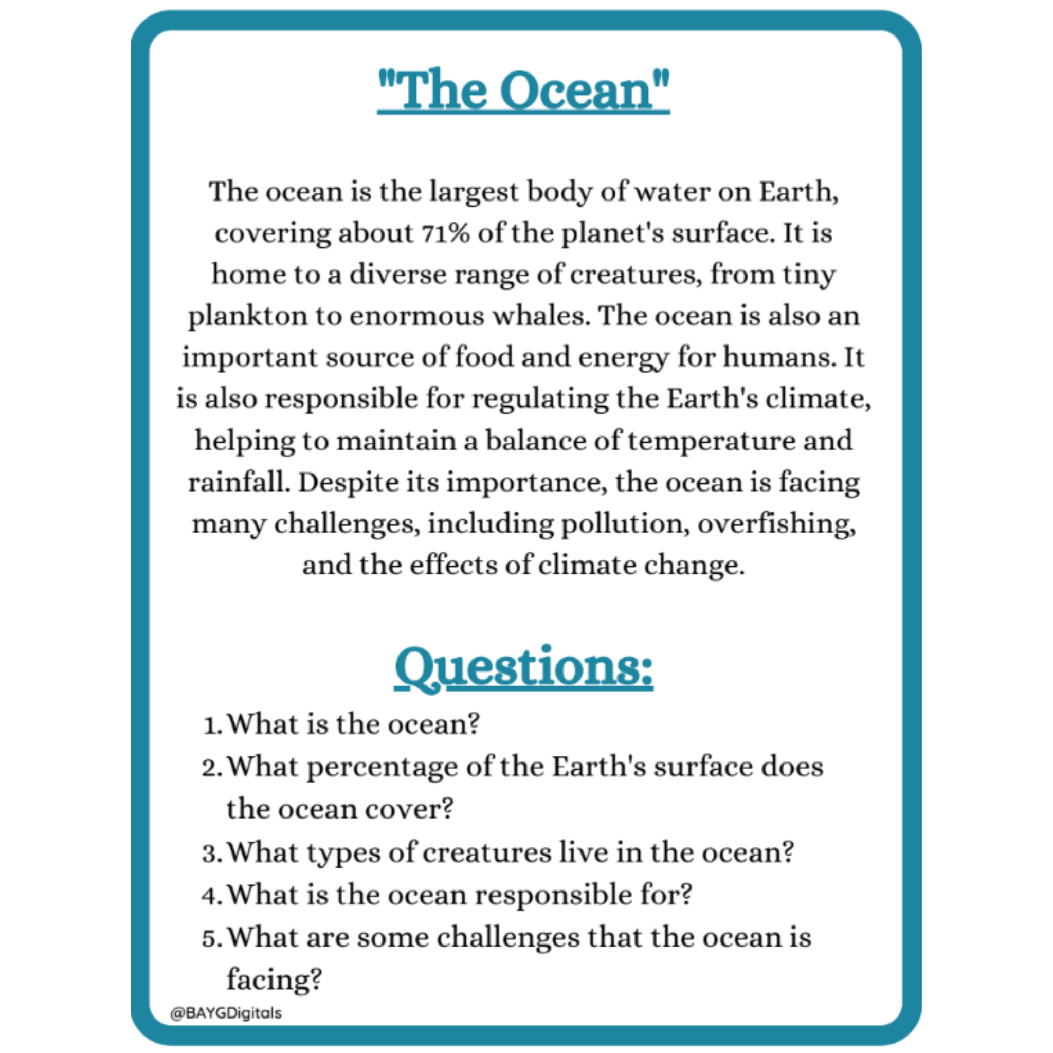 Picture Reading Comprehension Passages for Kids