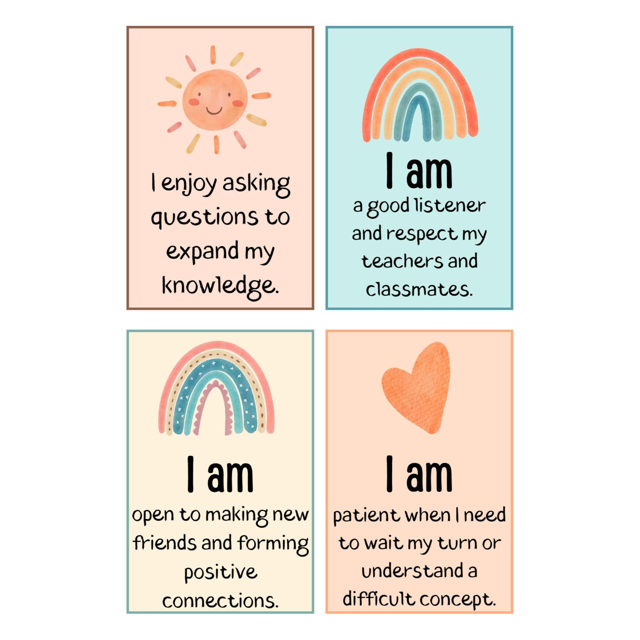 Positive Affirmation Cards for Students