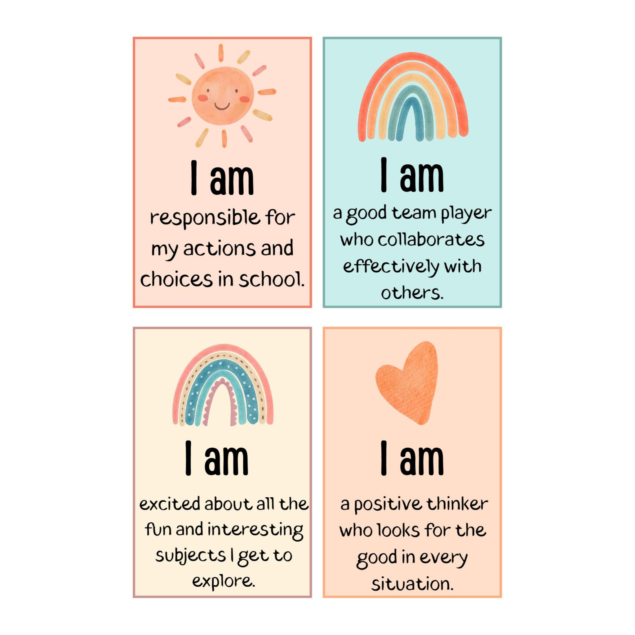 Positive Affirmation Cards for Students