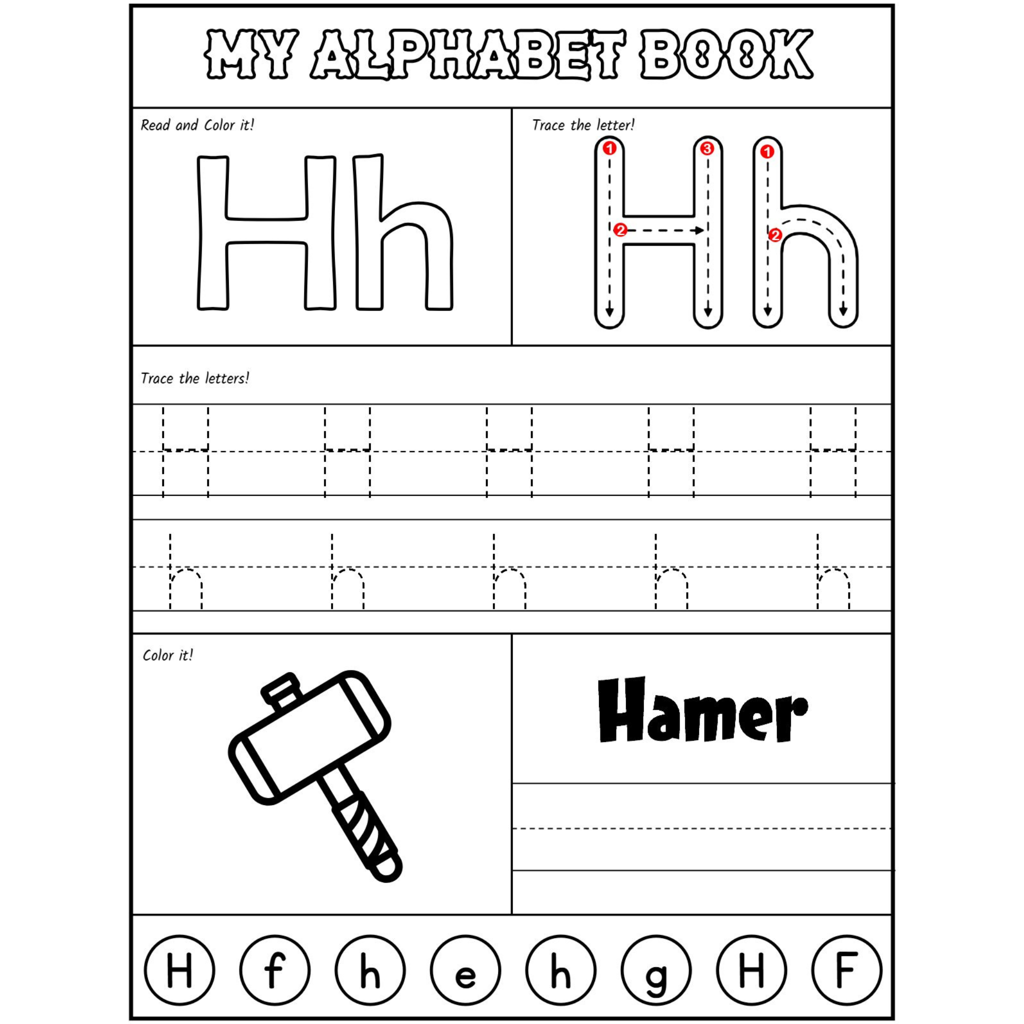 Preschool Alphabet Book Recognition Tracing Coloring