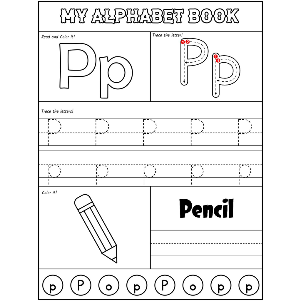 Preschool Alphabet Book Recognition Tracing Coloring
