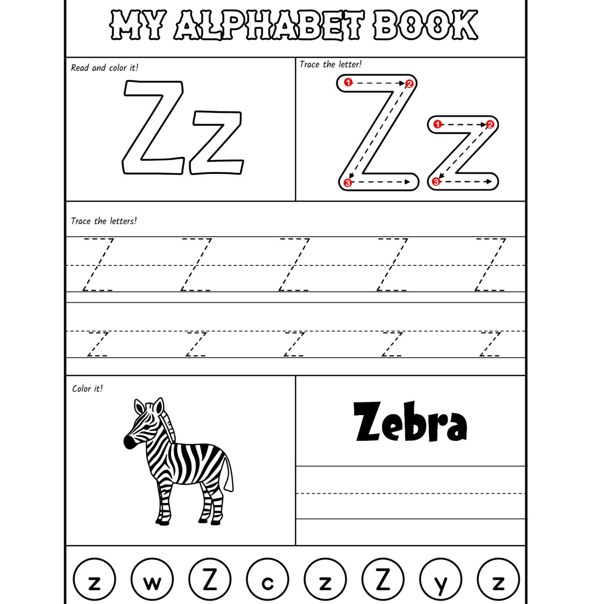 Preschool Alphabet Book Recognition Tracing Coloring