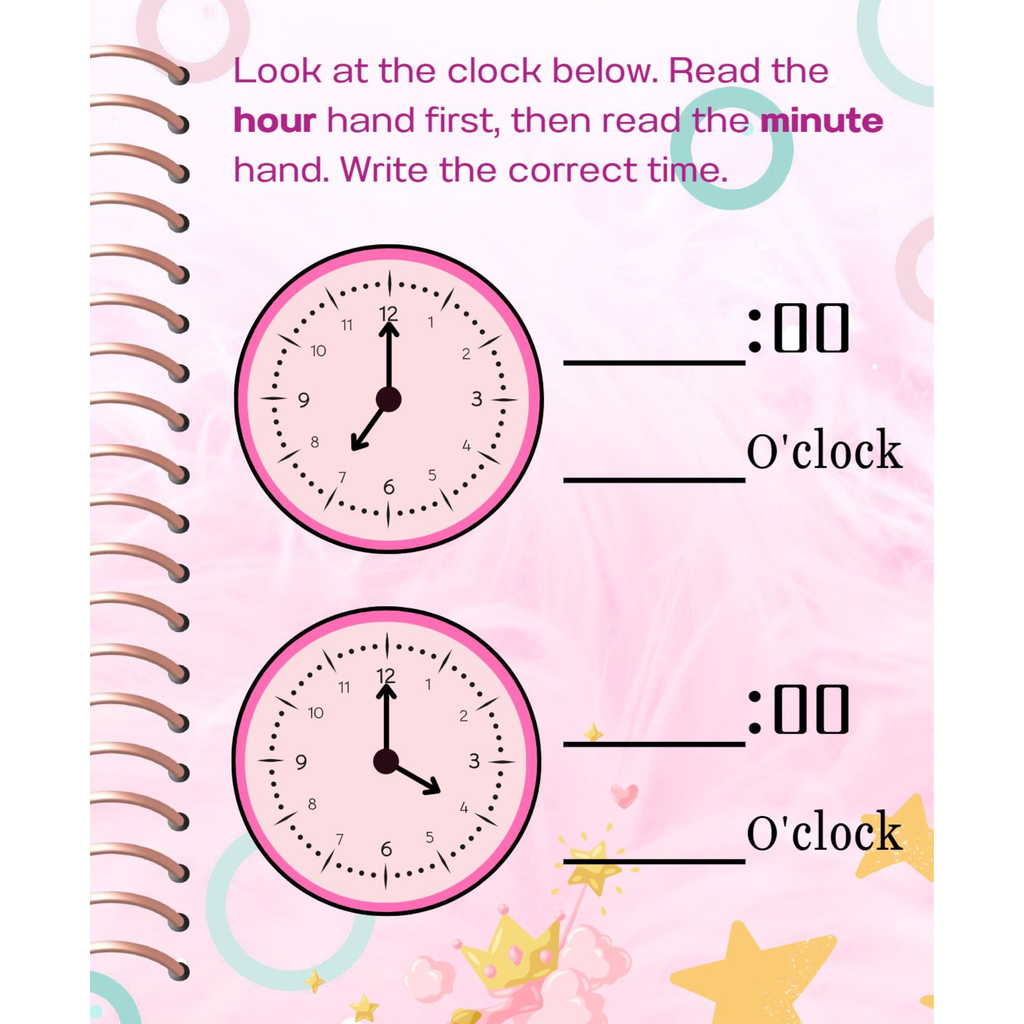 Princess Telling Time Grade 1 Workbook