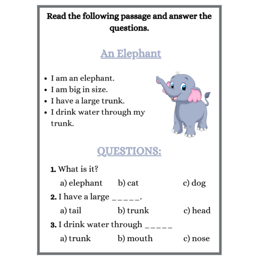 Reading Worksheets for Kids Animal Passages