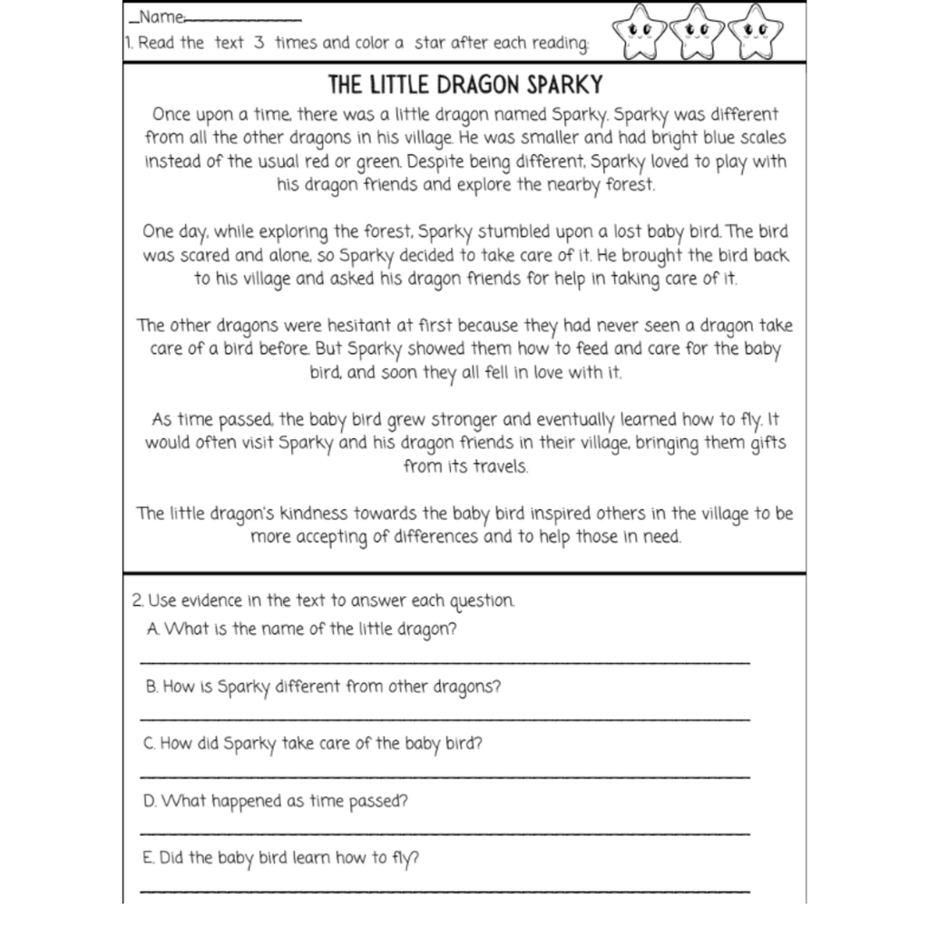 Second Grade Reading Comprehension Passages and Questions