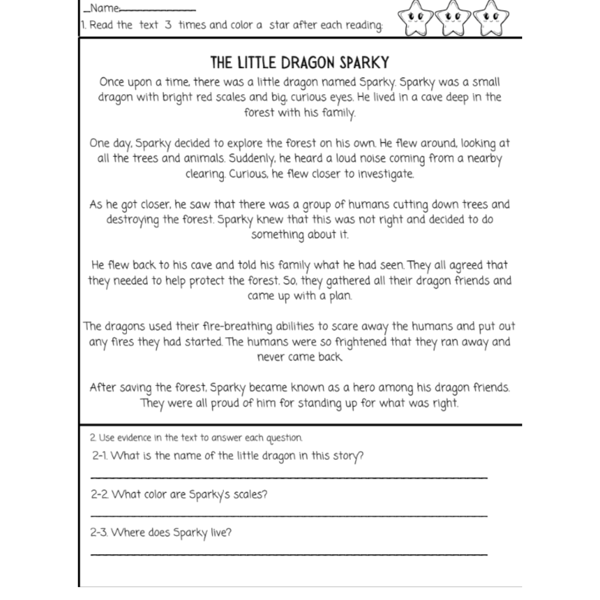 Second Grade Reading Comprehension Passages and Questions