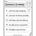 Sentence Building Scramble Worksheets