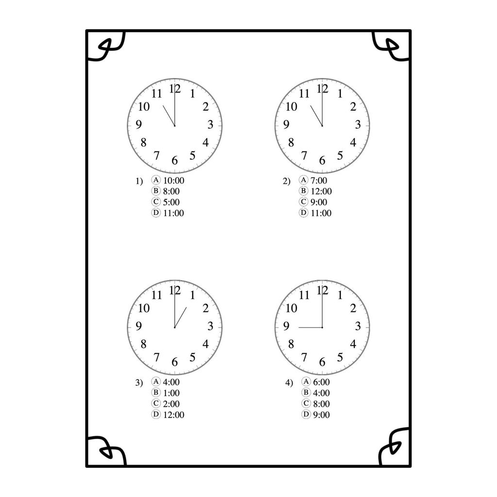 Simple Telling Time Worksheets