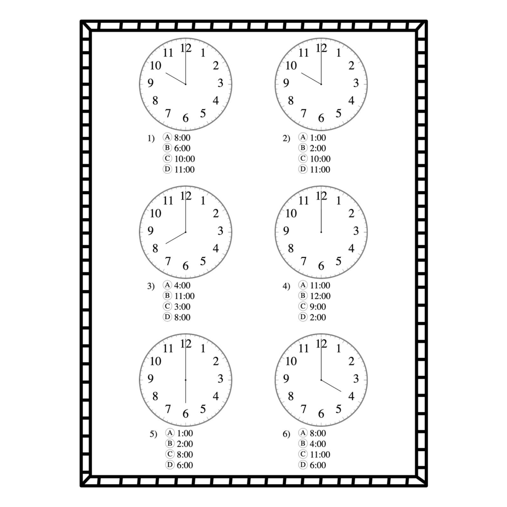 Simple Telling Time Worksheets