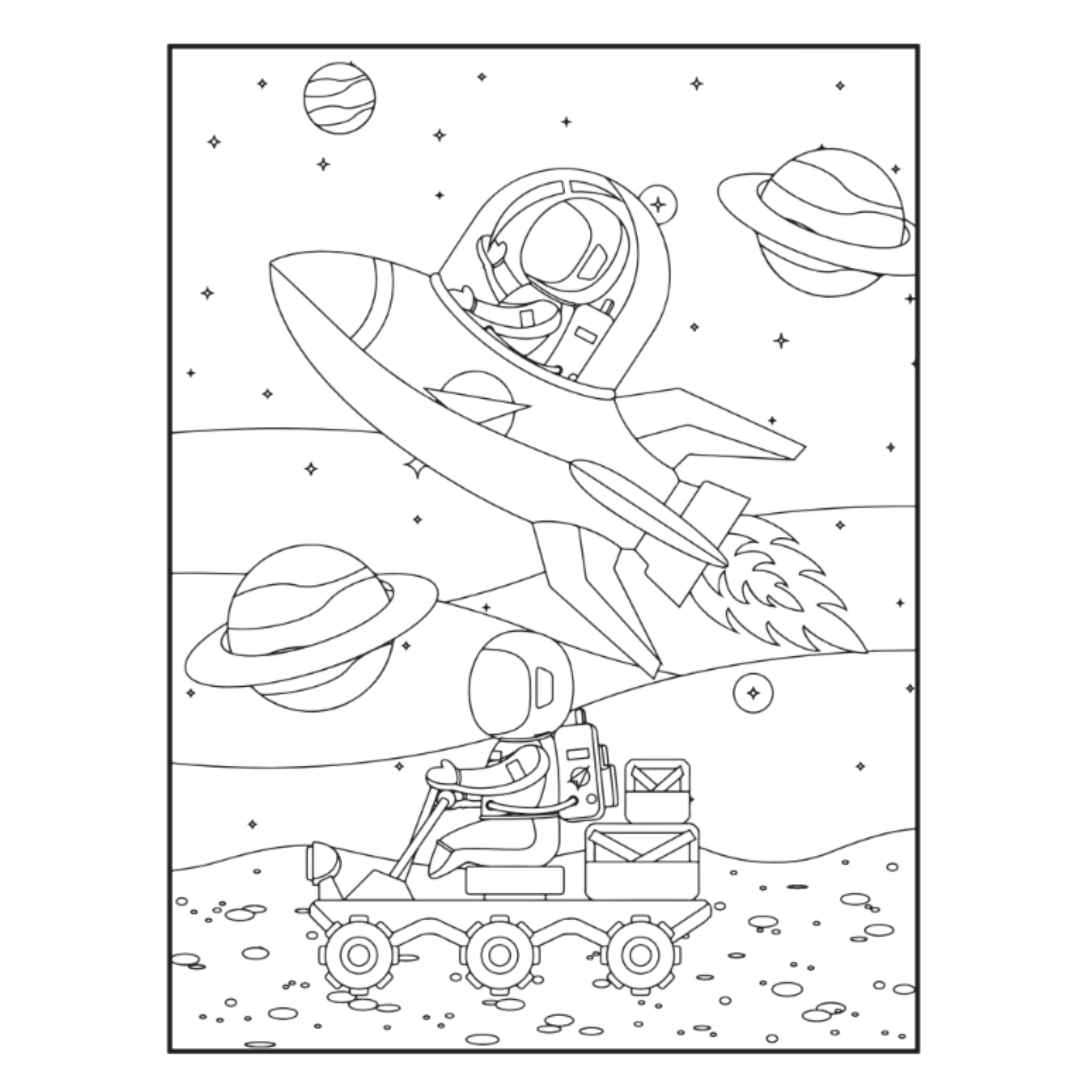 Space Coloring and Dot to Dot Activity Book