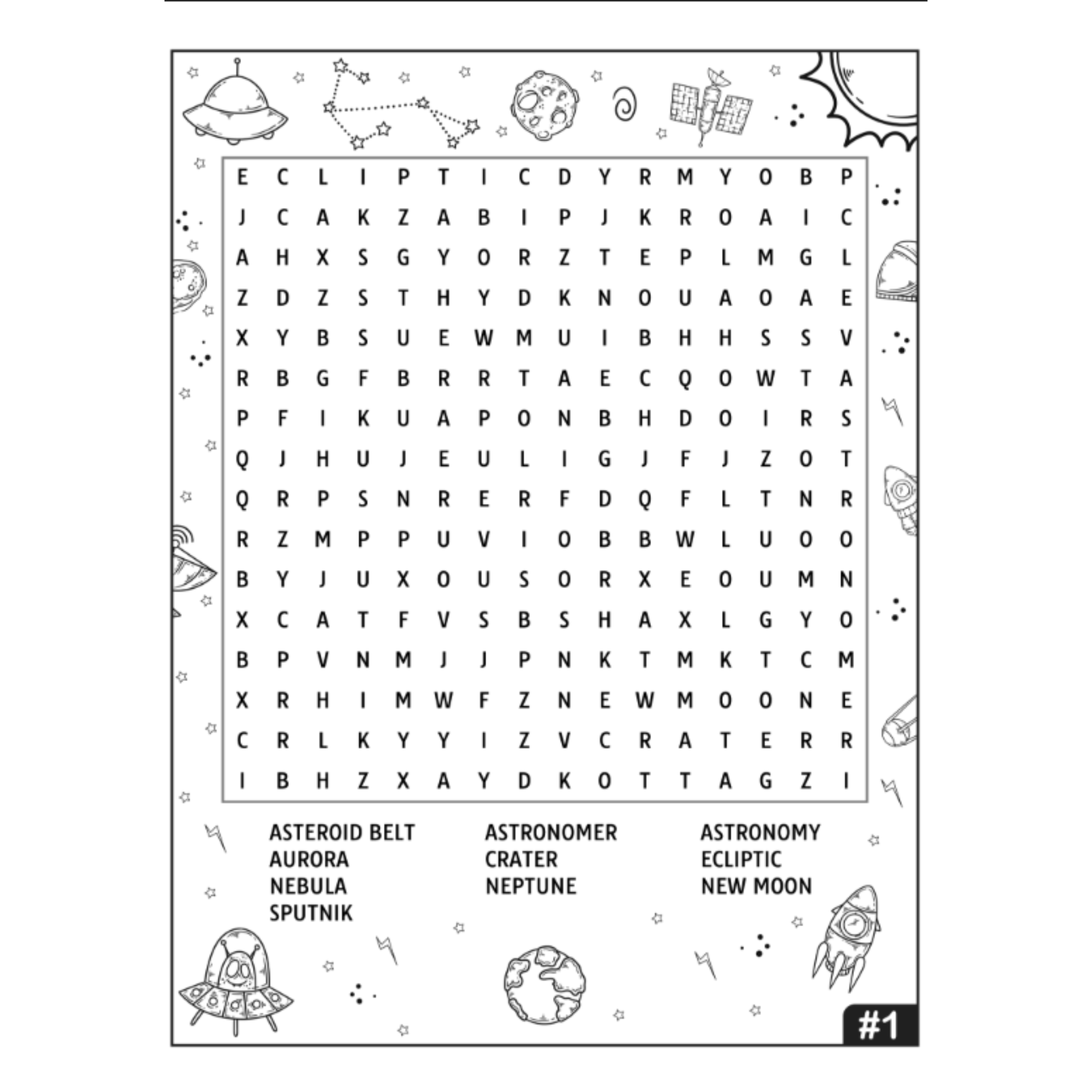Space Word Search and Maze Activity Book