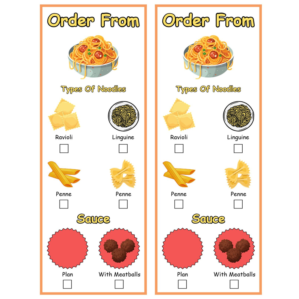 Spaghetti Restaurant Dramatic Play Pack