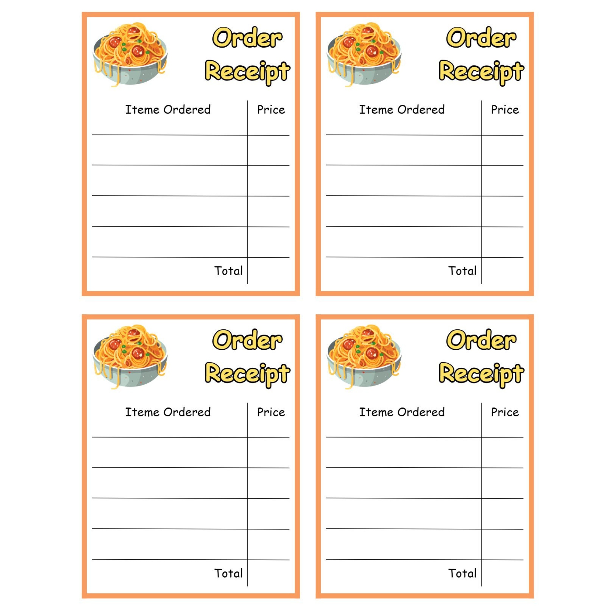 Spaghetti Restaurant Dramatic Play Pack