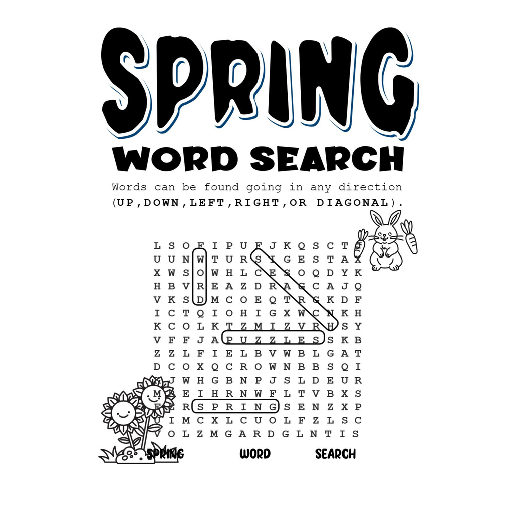 Spring Word Search Book for Kids