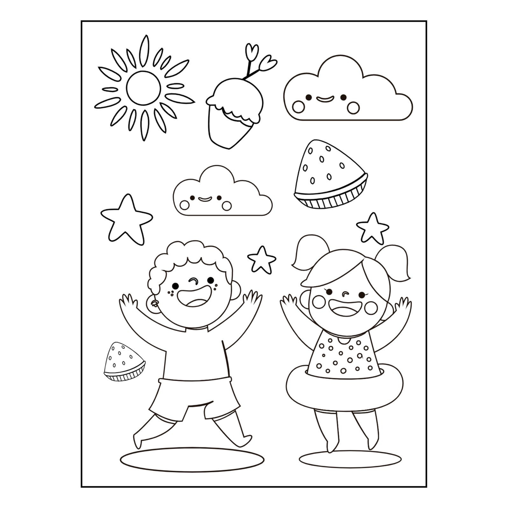 Summer Kids Activities and Coloring Book