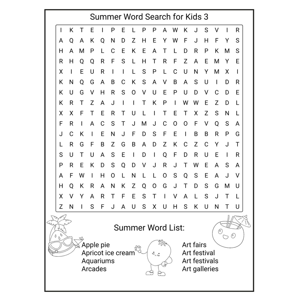 Summer Word Search for Kids