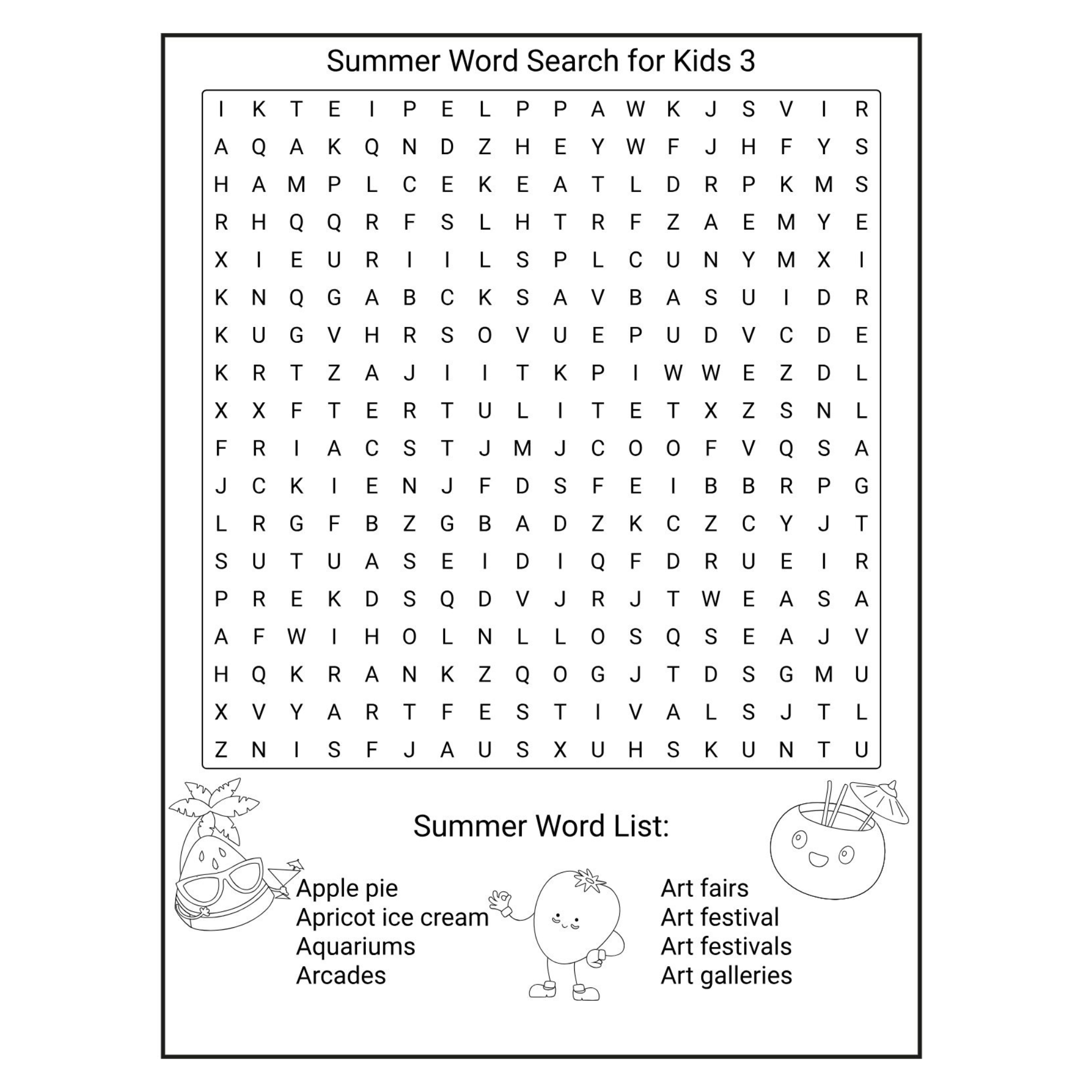 Summer Word Search for Kids