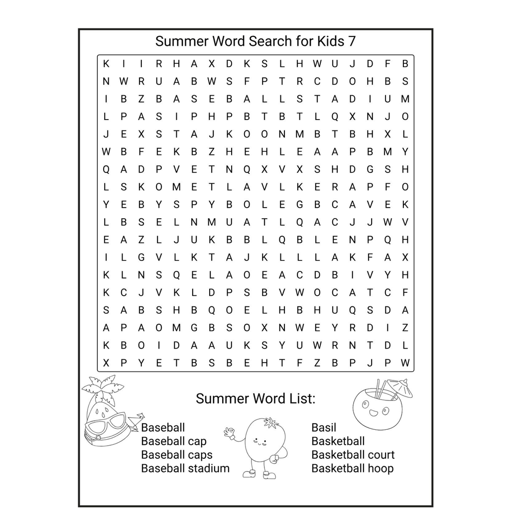 Summer Word Search for Kids