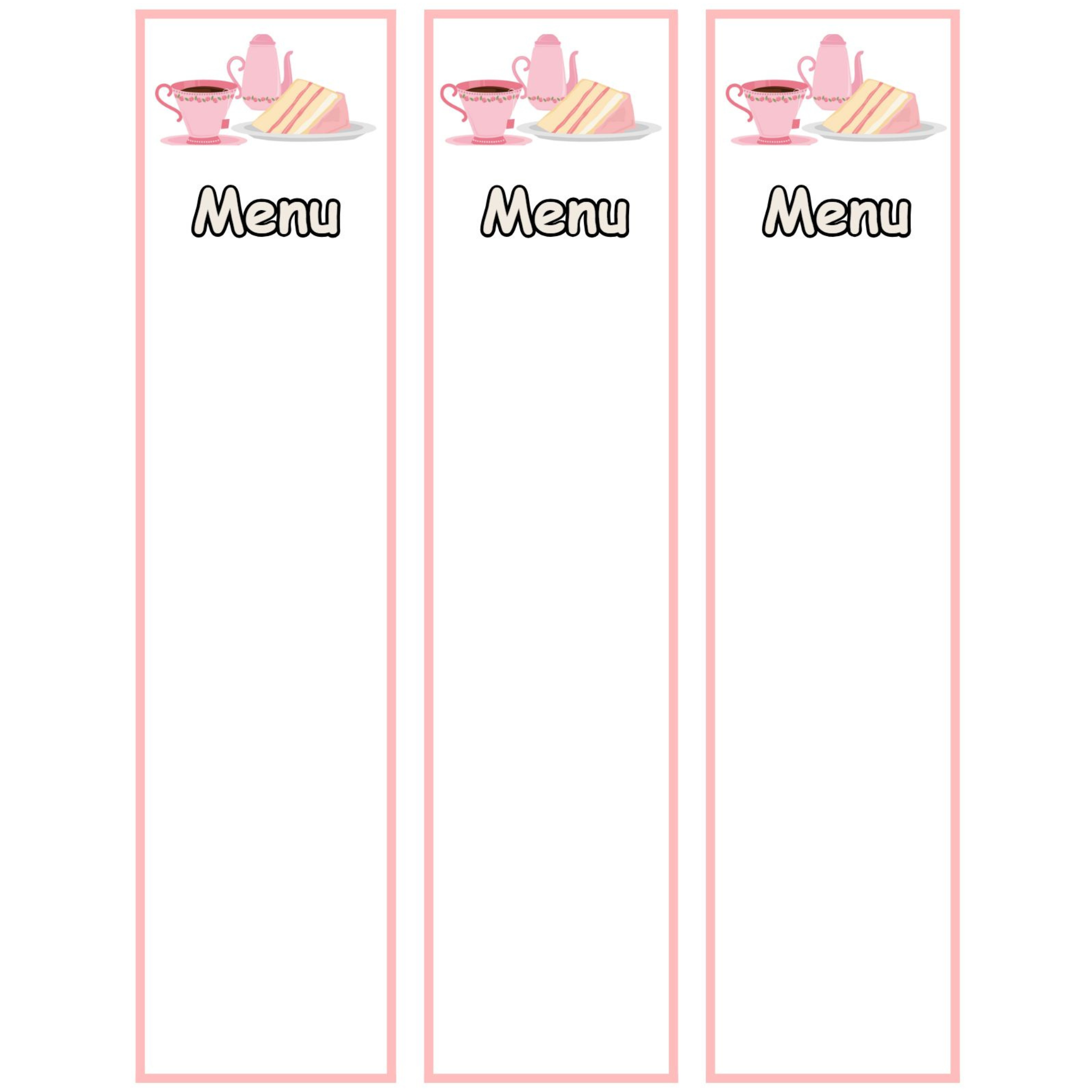 Tea Party Printable Decor and Menu Pack