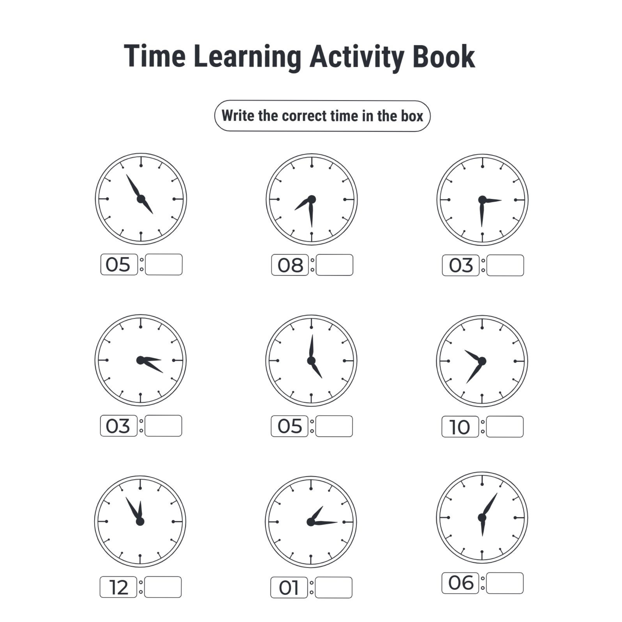 Time Learning Activity Book for Kids
