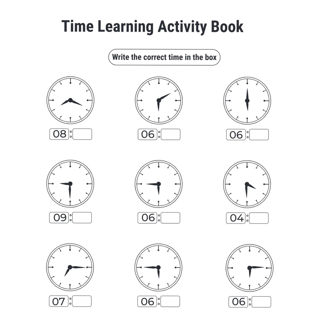 Time Learning Activity Book for Kids