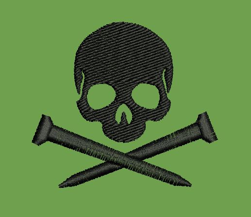 Skull and Nails Symbolic Embroidery Design