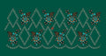 Diamond Floral Scallop Border Green & Teal Embroidery Design