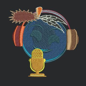 Global Broadcast Icon Embroidery Design