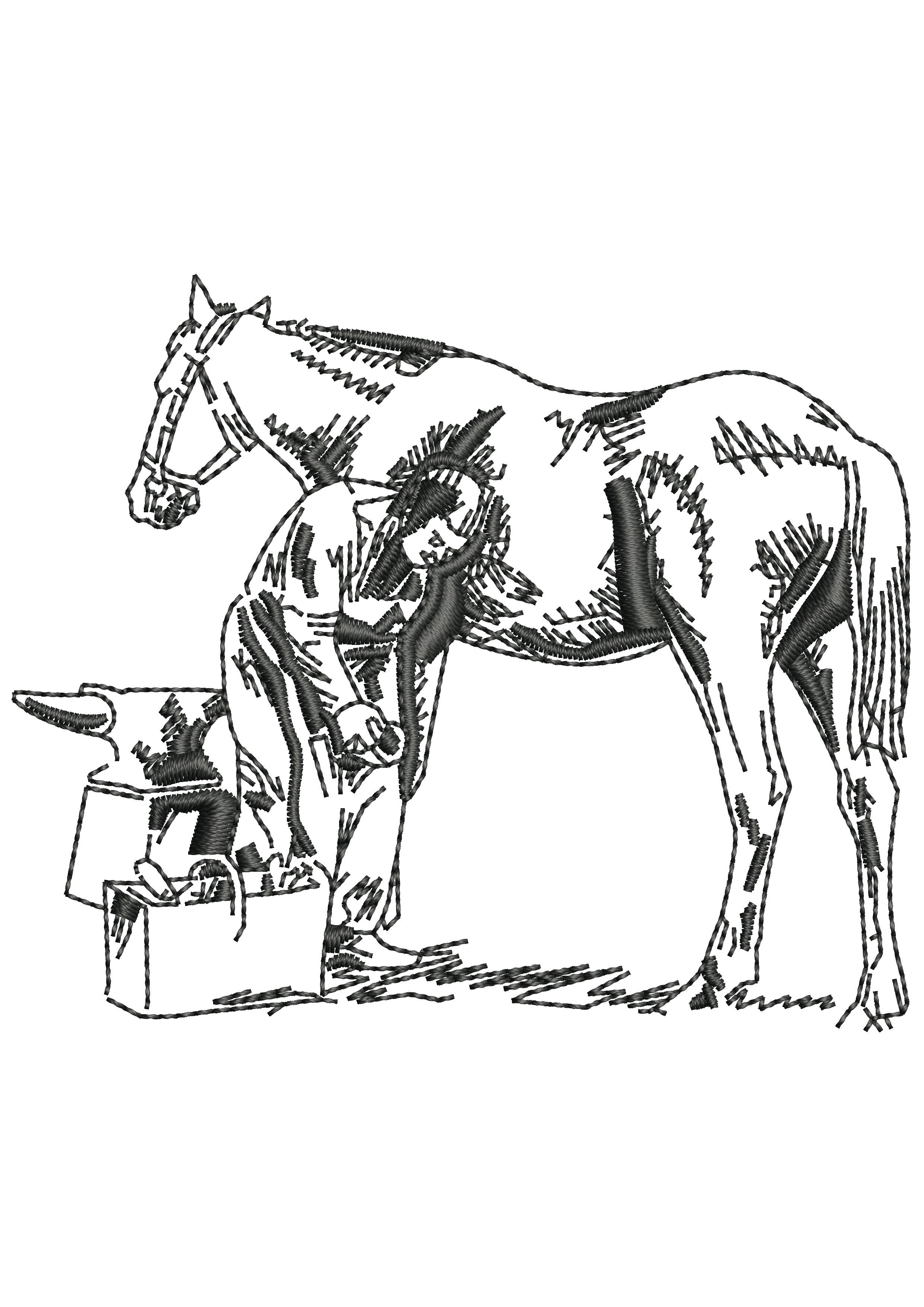 Horse Shoeman Embroidery Design