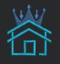 Royal Crowned House Silhouette Embroidery Design