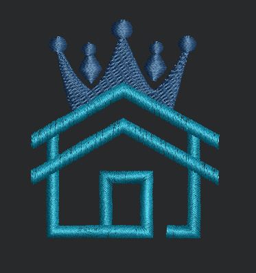 Royal Crowned House Silhouette Embroidery Design