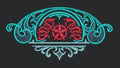 Dual Dragon Filigree Crest Embroidery Design