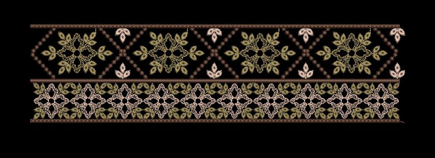 Diamond Lattice Floral Border Embroidery Design