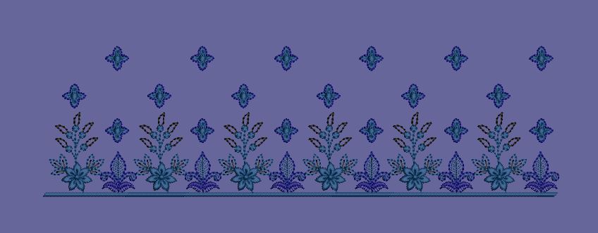 Floral Vine and Booti Border Embroidery Design