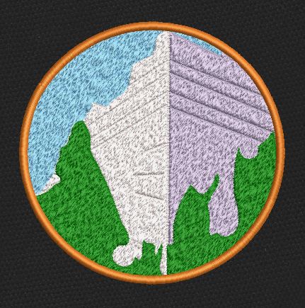 Split Peak Terrain Badge Embroidery Design