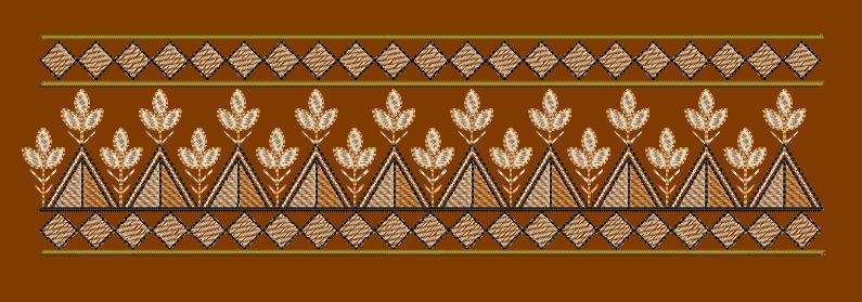 Triangular Floral Geometric Border Embroidery Design