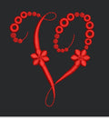 Floral Red Colour Embroidery Design