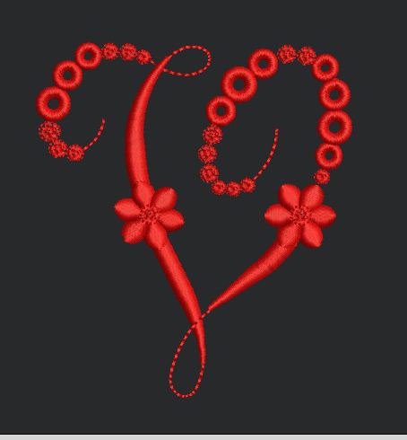 Floral Red Colour Embroidery Design