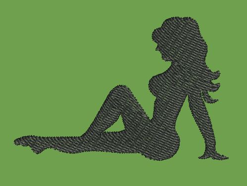 Female Silhouette Decorative Motif Embroidery Design