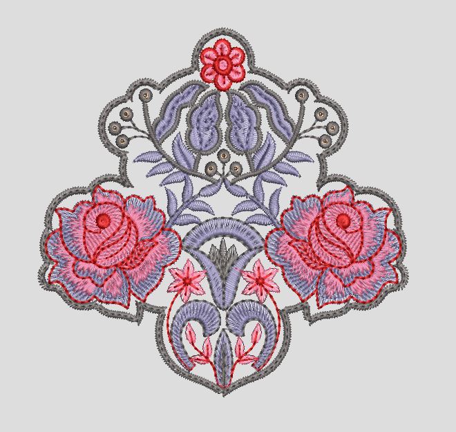Floral Rose Ornate Motif Embroidery Design