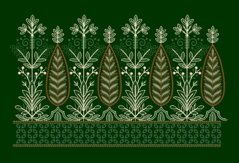 Emerald Paisley Grove Embroidery Design