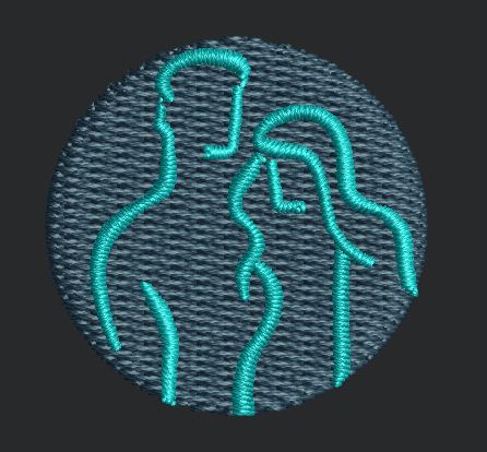 Dou Silhouette Emblem Embroidery Design