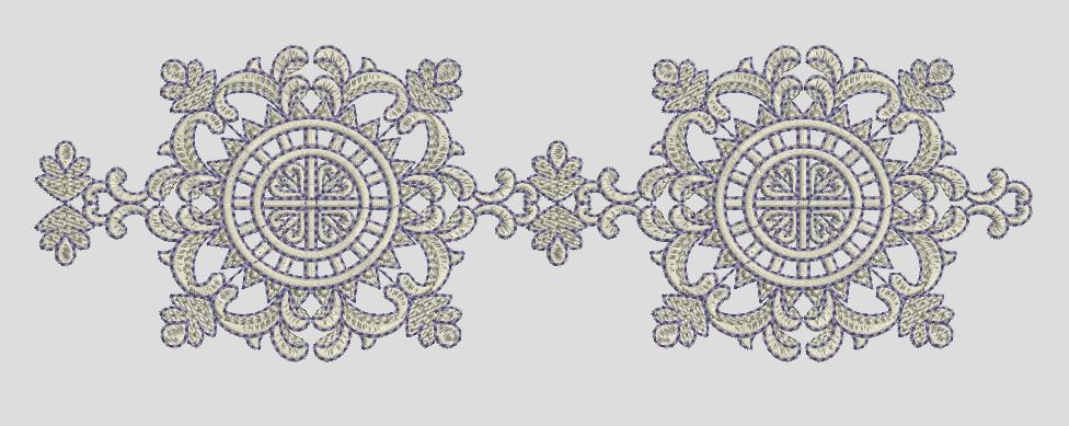 Ornate Circle Medallion Scrollwork Embroidery Design