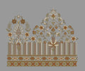 Autumnal Striped Floral Embroidery Design