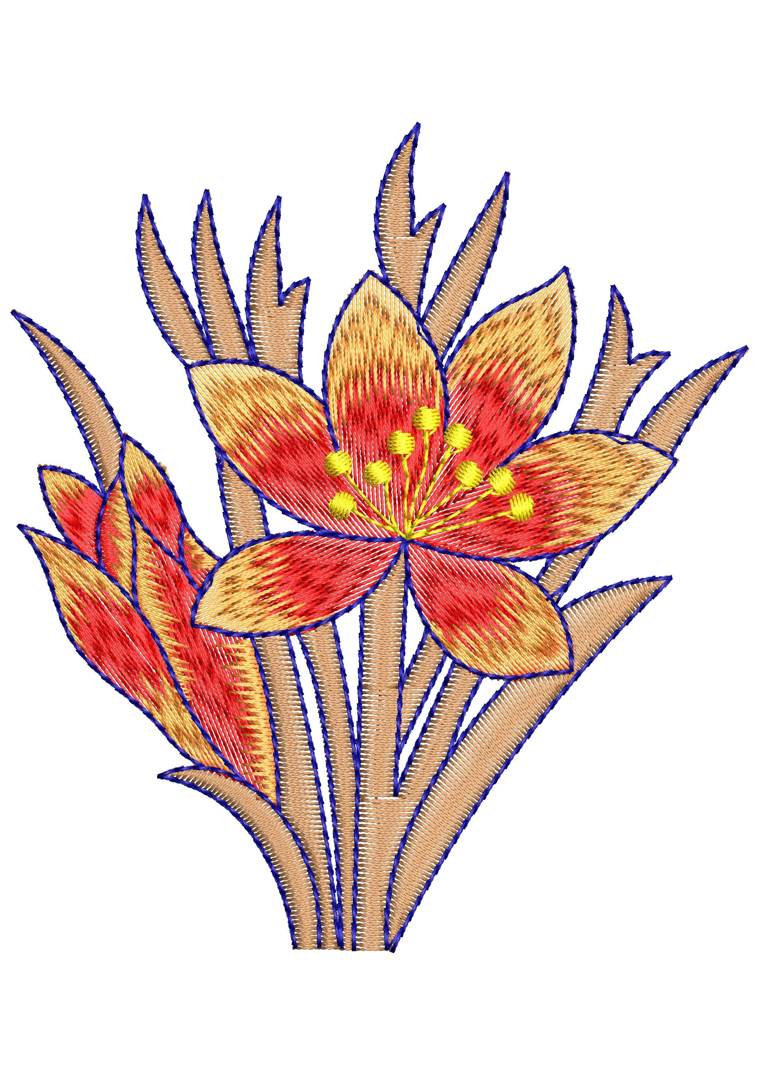 Coral Flower Embroidery Design
