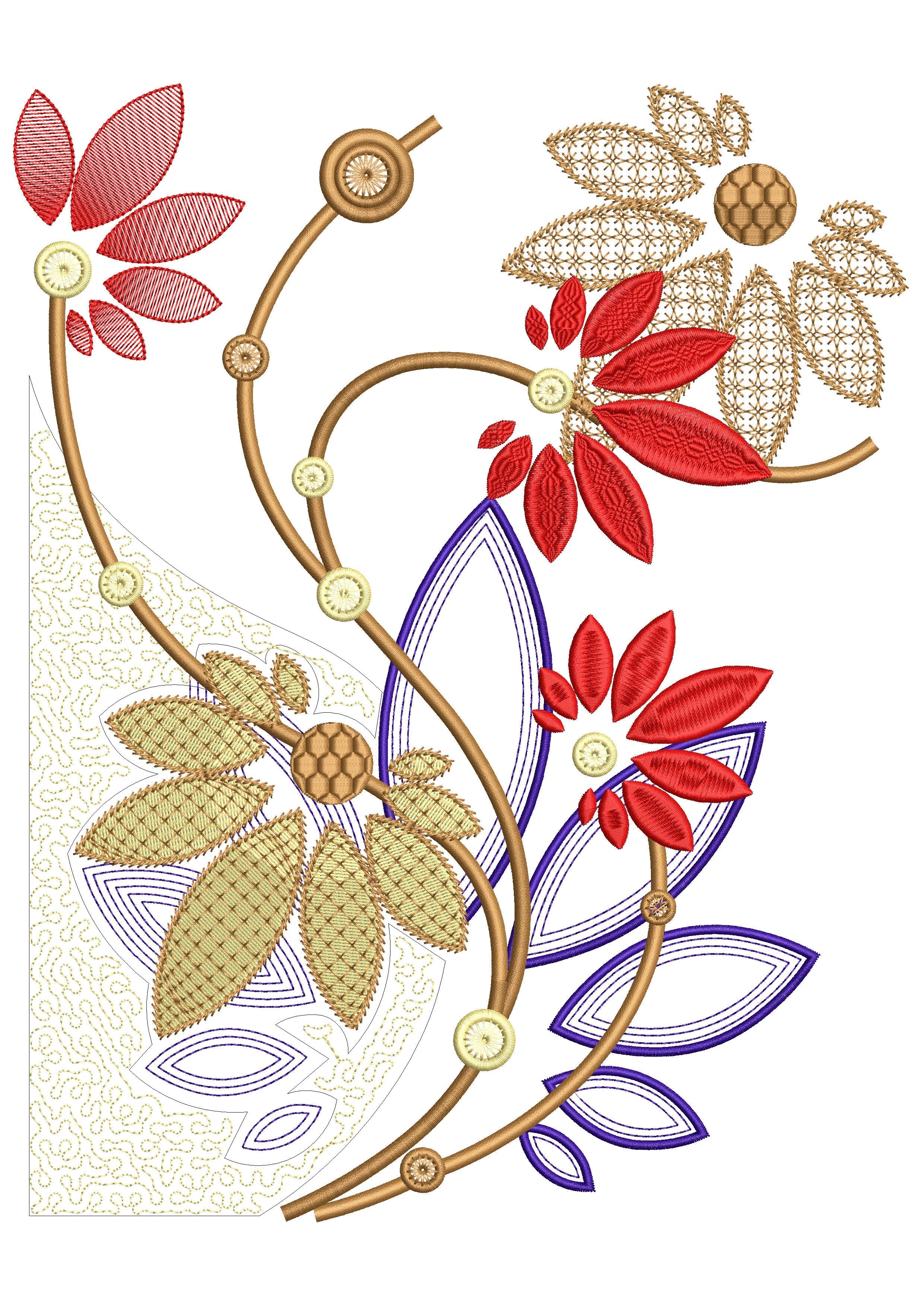 Exotic Flowers Embroidery Design