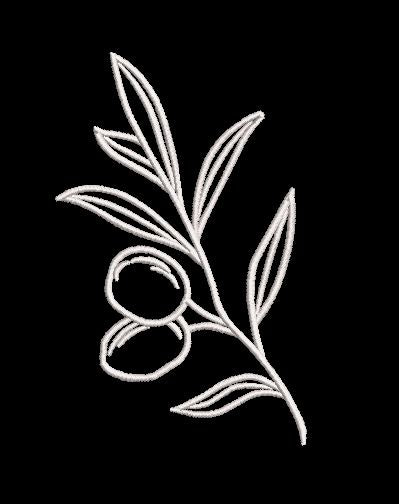 Olive Branch White Line Art Embroidery Design