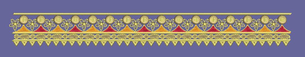 Geometric Bloom Multi Colored Border Embroidery Design