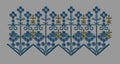 Blue And Olive Gold Floral Chevron Border Embroidery Design