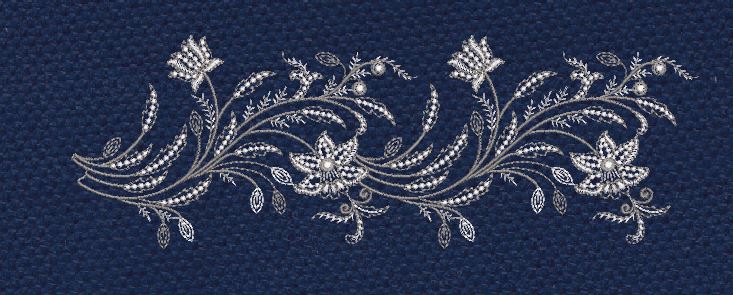Floral Border Navy Blue Embroidery Design
